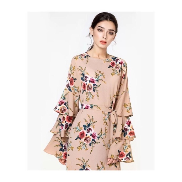 Nude Floral Dress - Picture 4 of 6